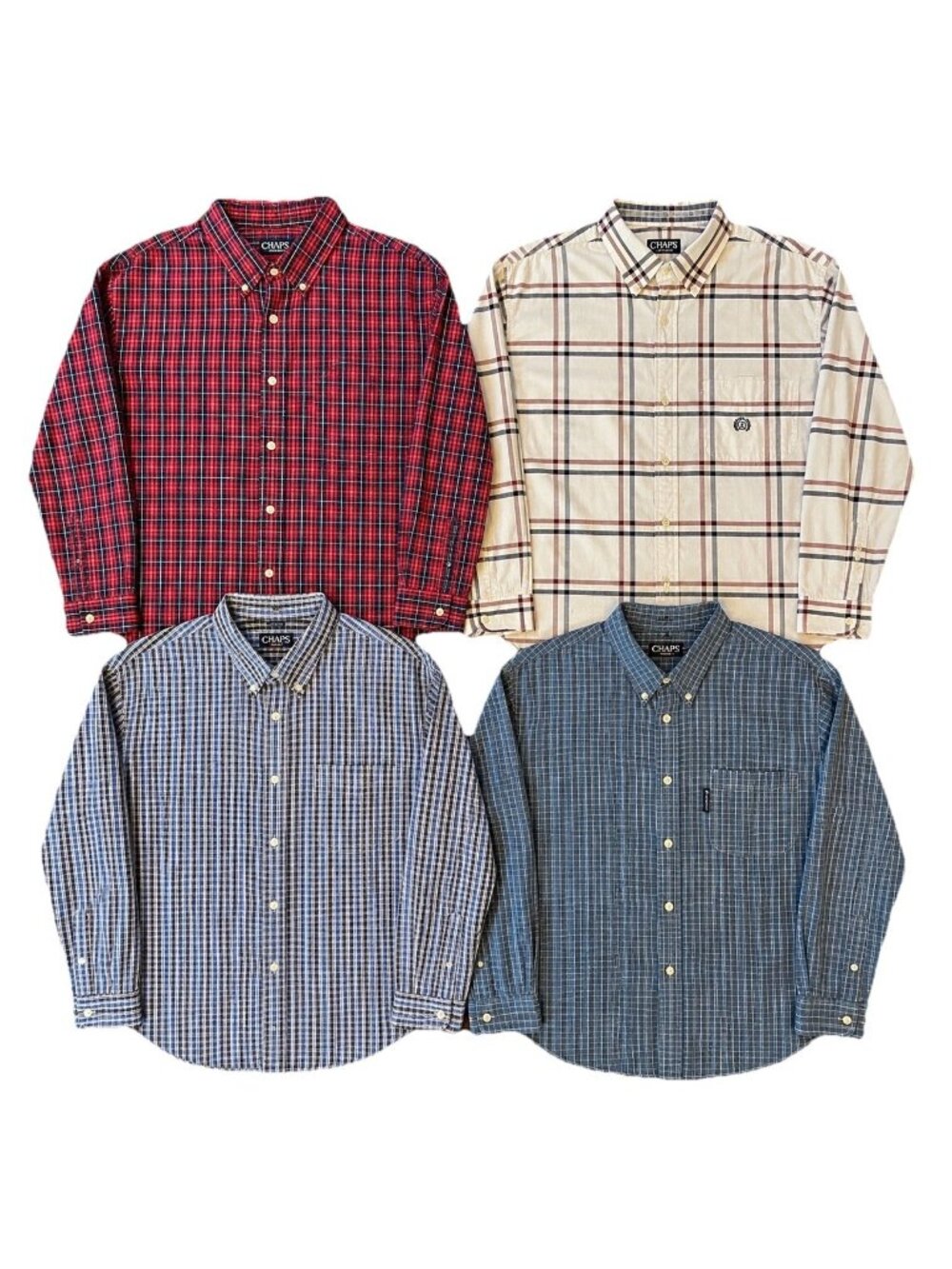 Lot Of 4 Chaps Button Up shirts men Breast Pockets Collared Sz M